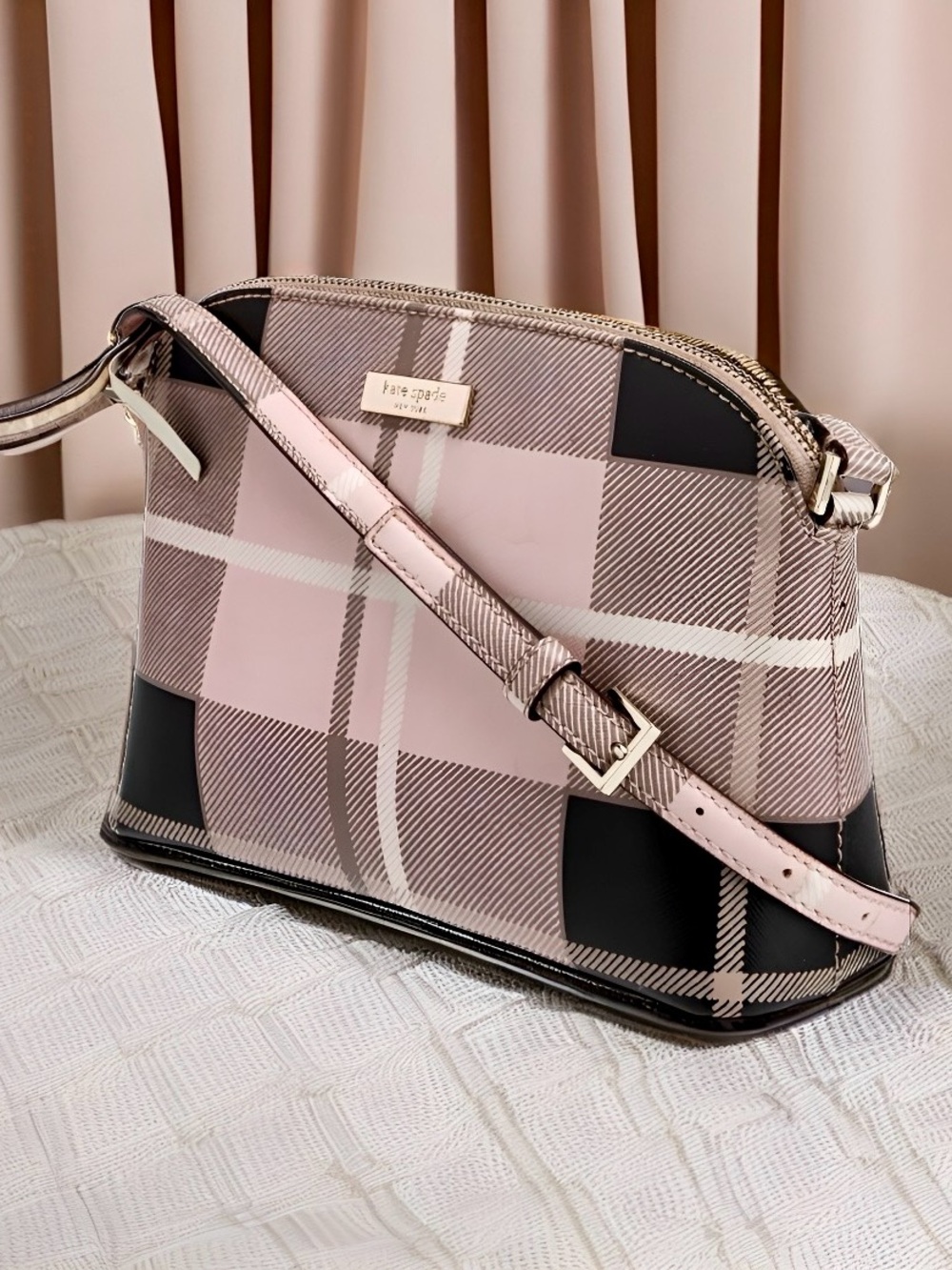 *SOLD* Kate Spade Pink Plaid Newbury Lane Printed Hanna Crossbody